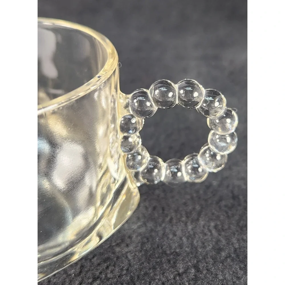 2 Hazel Atlas Glass ATC1305 Clear Snack Smoke Tray/Plates w Cups Ball & Rib